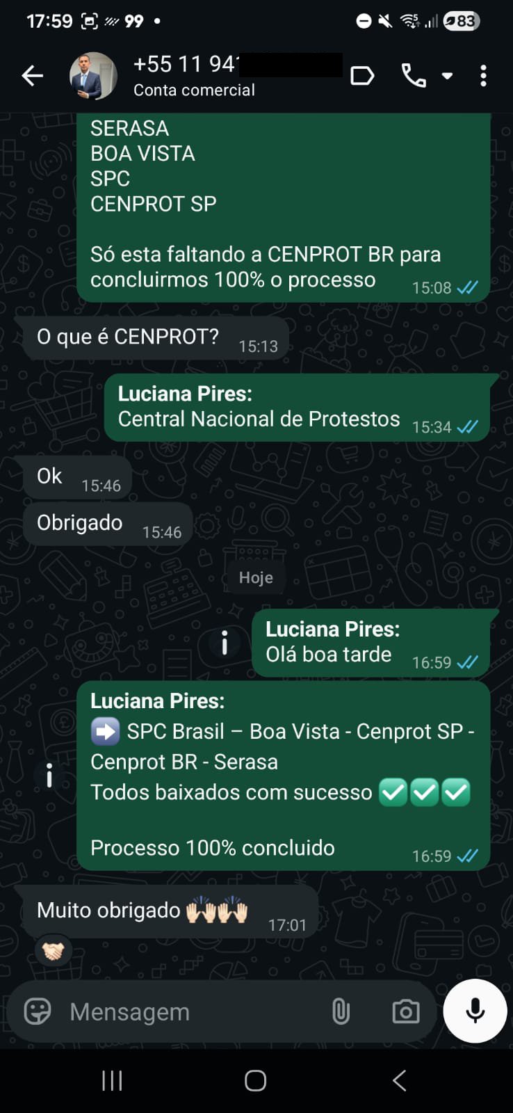 Resultado de cliente - SPC, Serasa, Boa Vista baixados